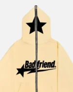 Bad Friend Full Zipper Hoodie Beige Black