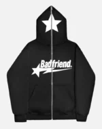 Bad Friend Full Zipper Hoodie Black White