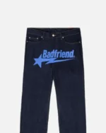 Bad Friend Latter Printed Jeans Black Blue