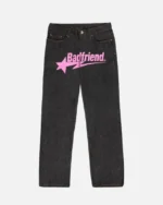 Bad Friend Latter Printed Jeans Black Pink