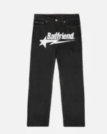 Bad Friend Latter Printed Jeans Black White