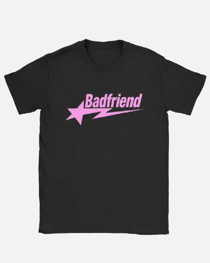 Bad Friend Letter Print Shirt Black Pink