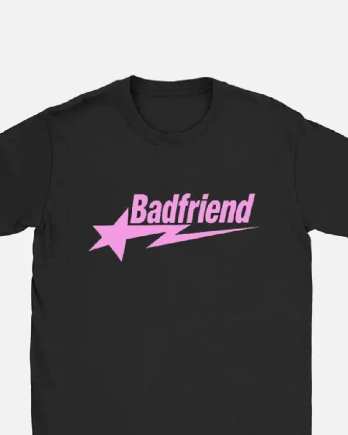 Bad Friend Letter Print Shirt Black Pink