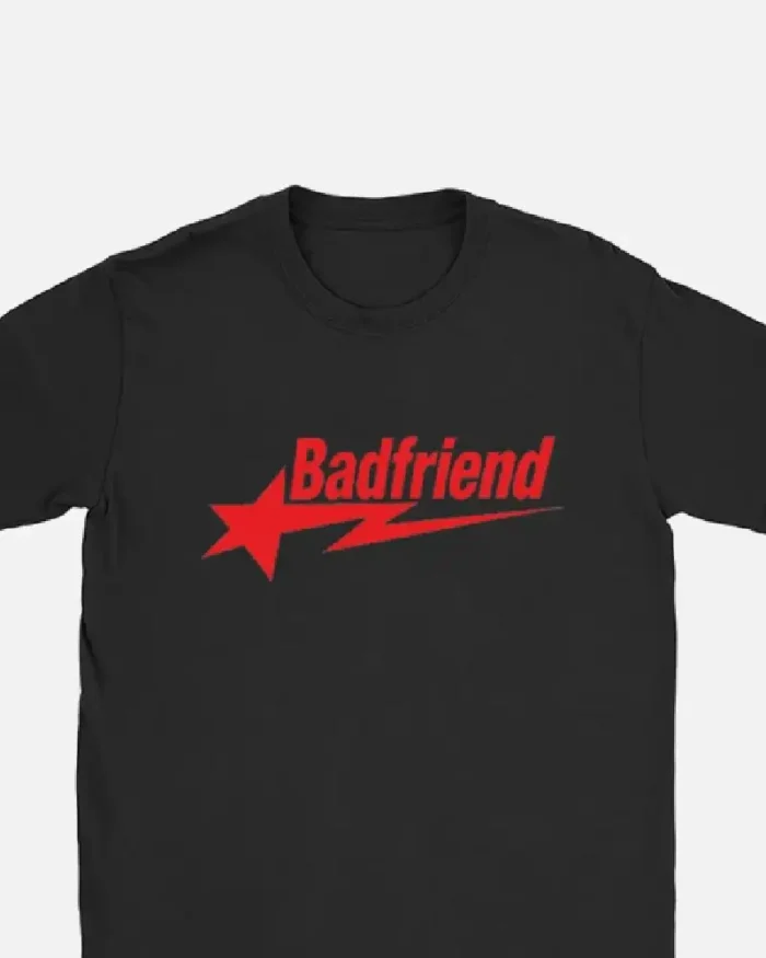 Bad Friend Letter Print Shirt Black Red