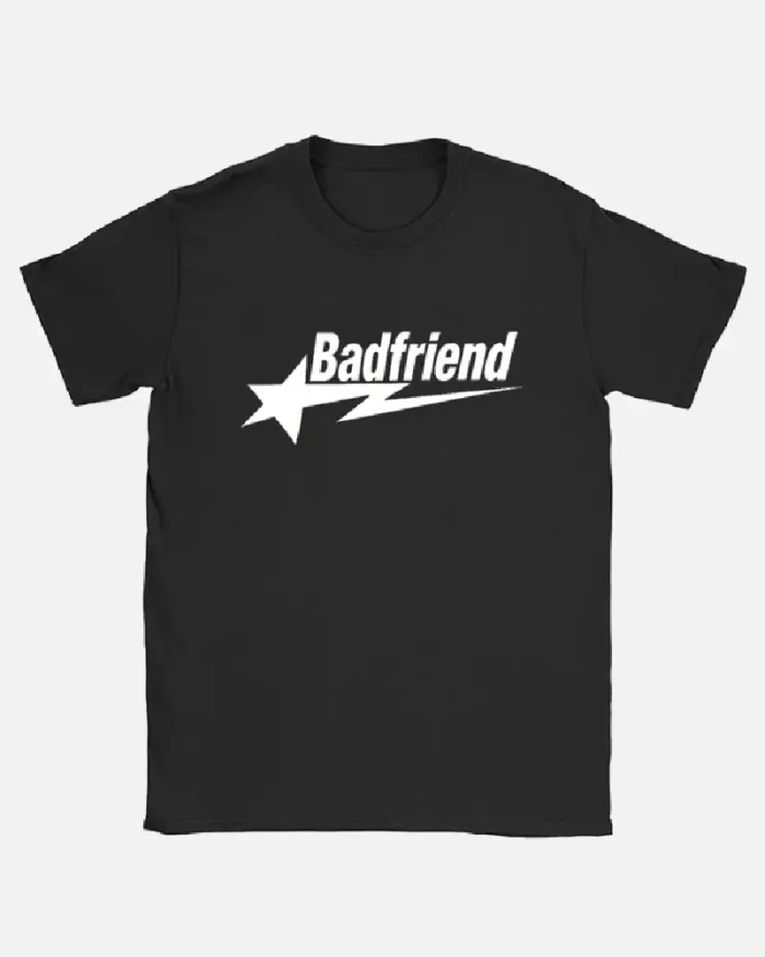 Bad Friend Letter Print Shirt Black White