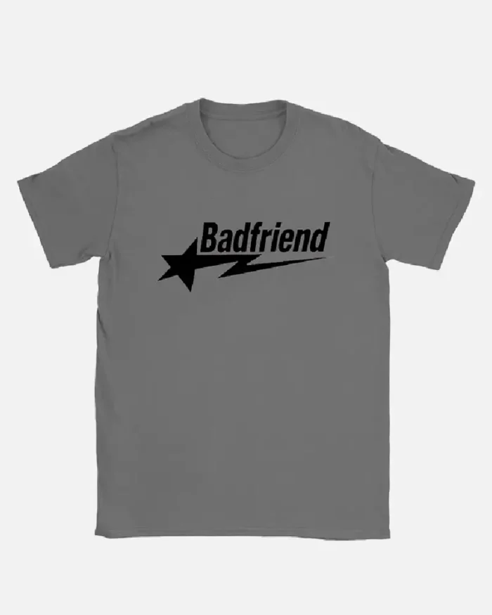 Bad Friend Letter Print Shirt Dark Grey Black