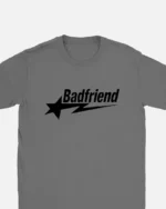 Bad Friend Letter Print Shirt Dark Grey Black