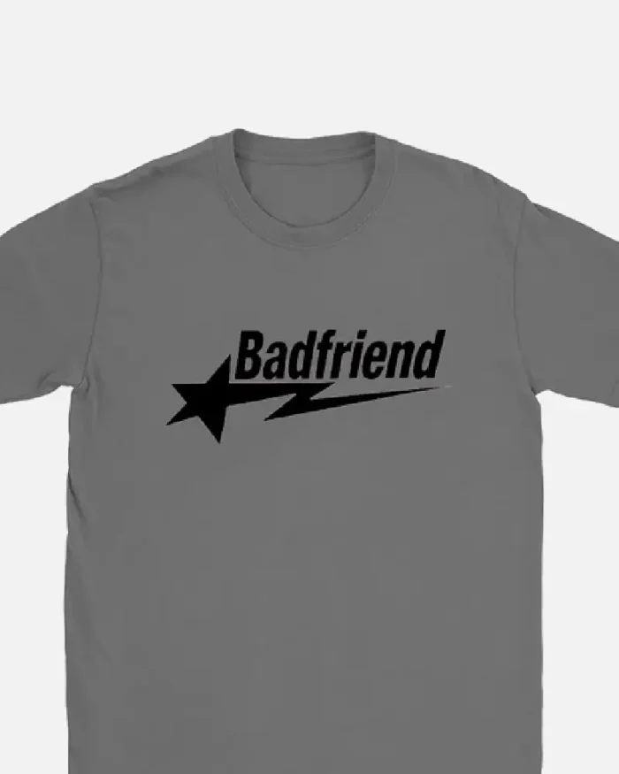 Bad Friend Letter Print Shirt Dark Grey Black