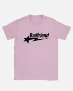 Bad Friend Letter Print Shirt PinkBlack (1)