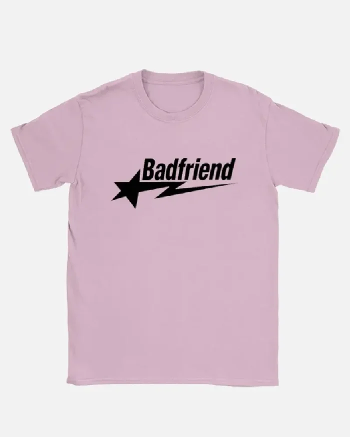 Bad Friend Letter Print Shirt PinkBlack (1)