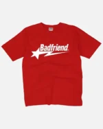 Bad Friend Letter Print Shirt RedWhite (1)