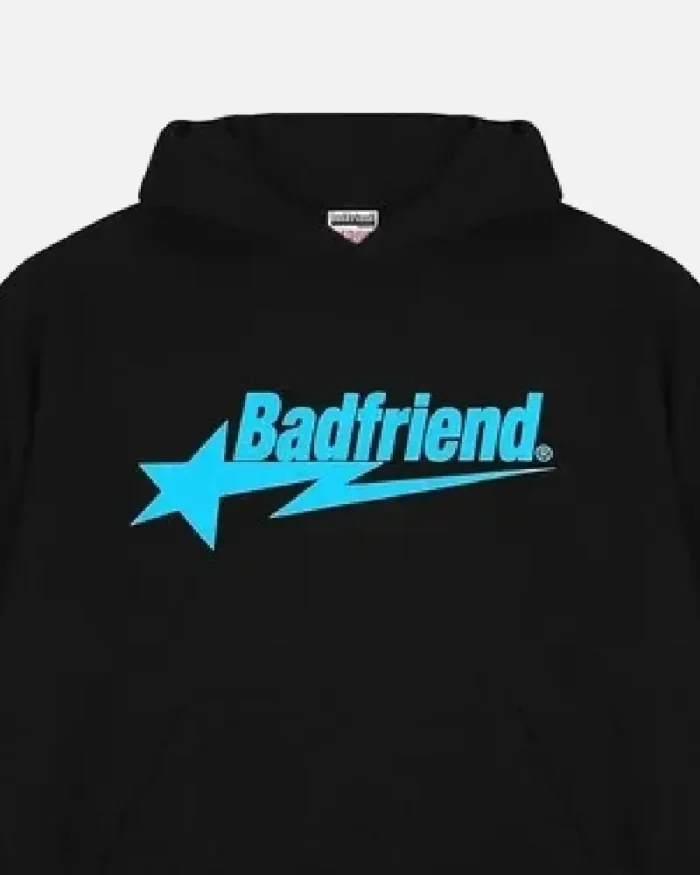 Bad Friend Letter Printed Hoodie Black
