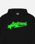 Bad Friend Letter Printed Hoodie Black Green