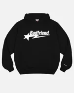 Bad Friend Letter Printed Hoodie Black White