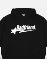 Bad Friend Letter Printed Hoodie Black White
