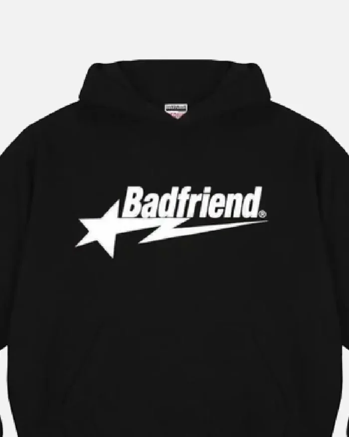Bad Friend Letter Printed Hoodie Black White